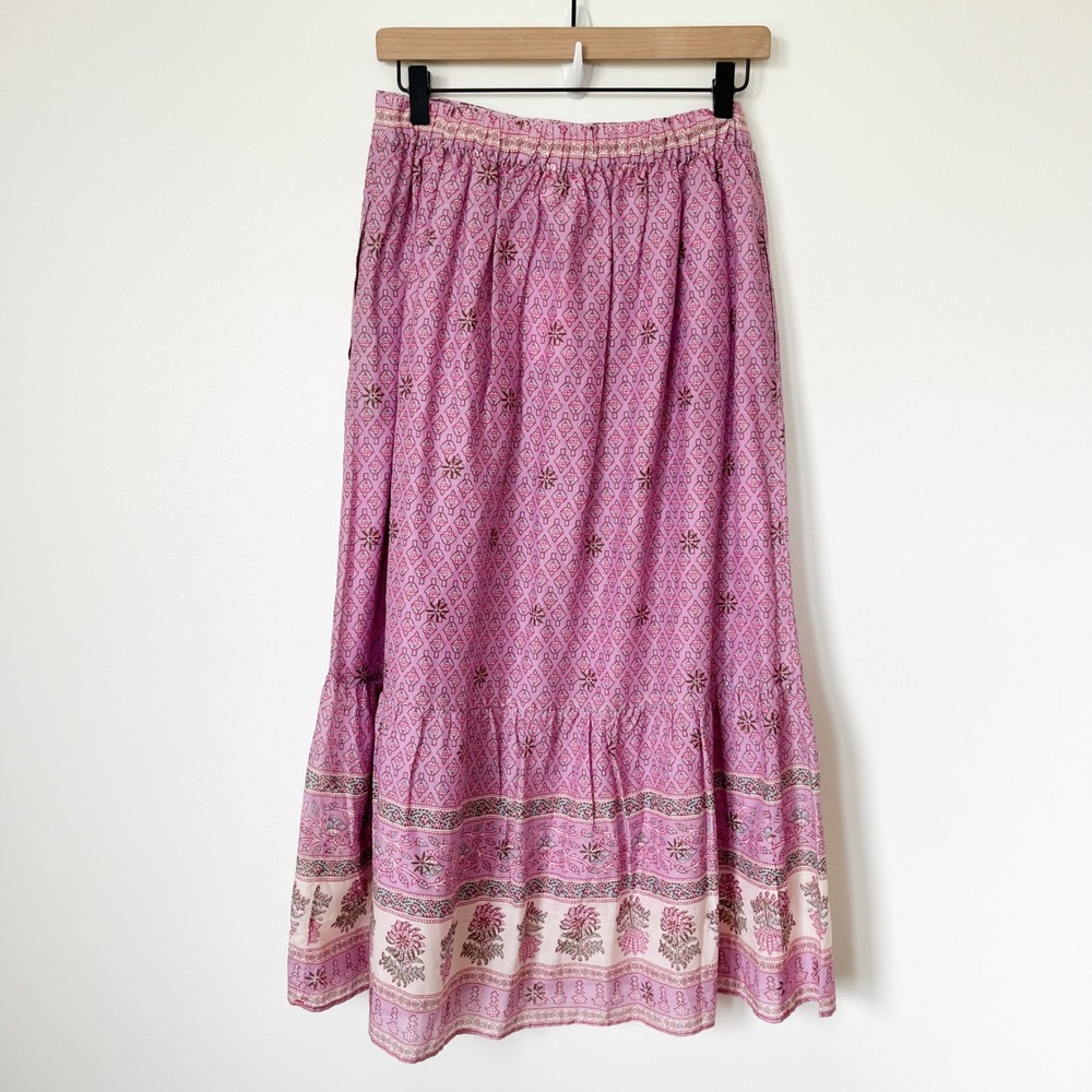 NEW Xirena Taryn Cotton Silk Midi Skirt Pink Posey Womens Medium - Picture 5 of 11